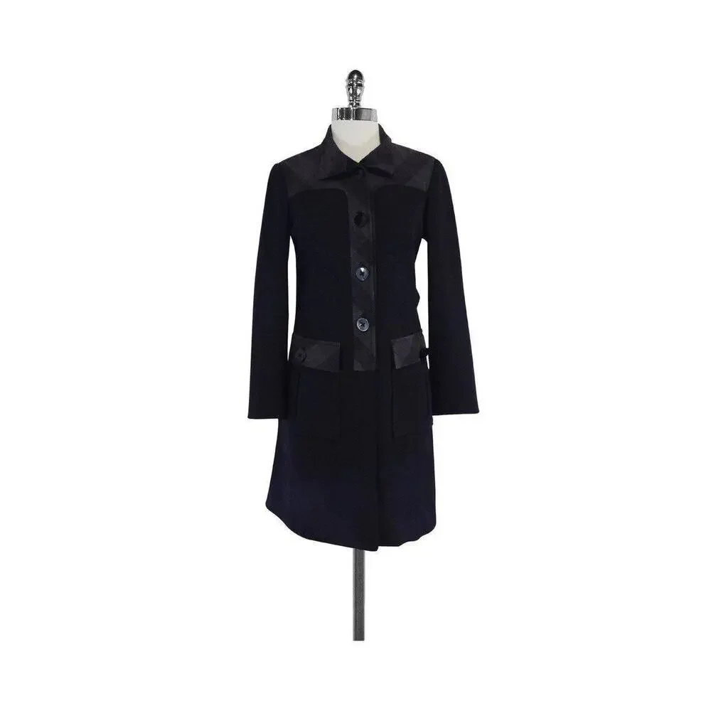 Annelore - Navy Plaid Cotton & Wool Coat Sz 4